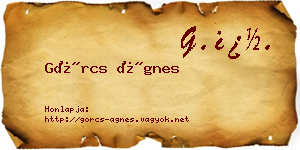 Görcs Ágnes névjegykártya